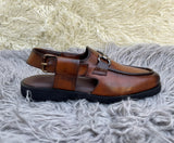 Men Pashawari Chapple with Cherry Leather -JBR-2015